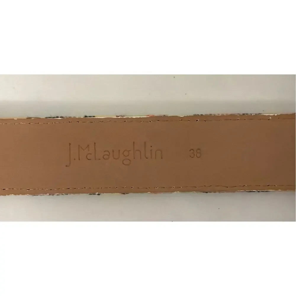 J.McLaughlin Vtg Woven Striped Leather Belt Gold Buckle Size 38